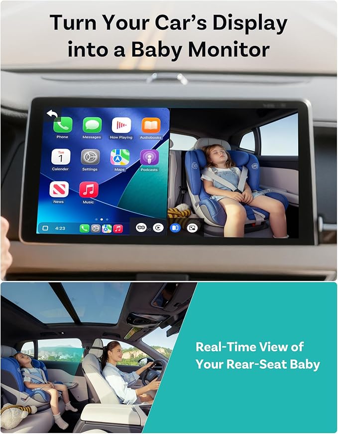 OTTOCAST Baby Car Camera Displaying on Car Screen,1080P Clear No-Glow Night Vision,Split-Screen Navigation,150°Wide Angle,Car Baby Monitor with Built-in Wireless CarPlay Cabin Care Car Adapter 2026
