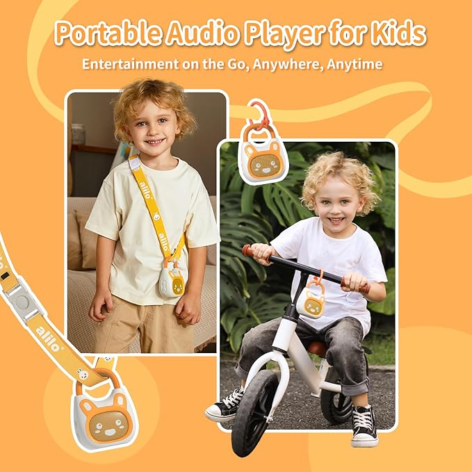 alilo Pocket Bunny Portable Kids Music Player, Musical Toys for Toddlers, Preloaded 120+ Stories/Music/Lullabies/White Noise,High Fidelity Sound Travel Bluetooth Speaker (with Strap and Ring)