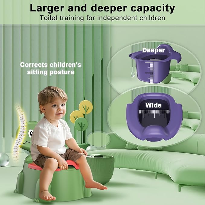 Potty Training Toilet, Toddler Potty Training Seat Baby Potty Chair, Dinosaur Toilet Potty Seat for Boys Girls Kids Toddlers, Portable Travel Potty with lid,Urinal, Splash Guard, Non-Slip Pad(Pink)