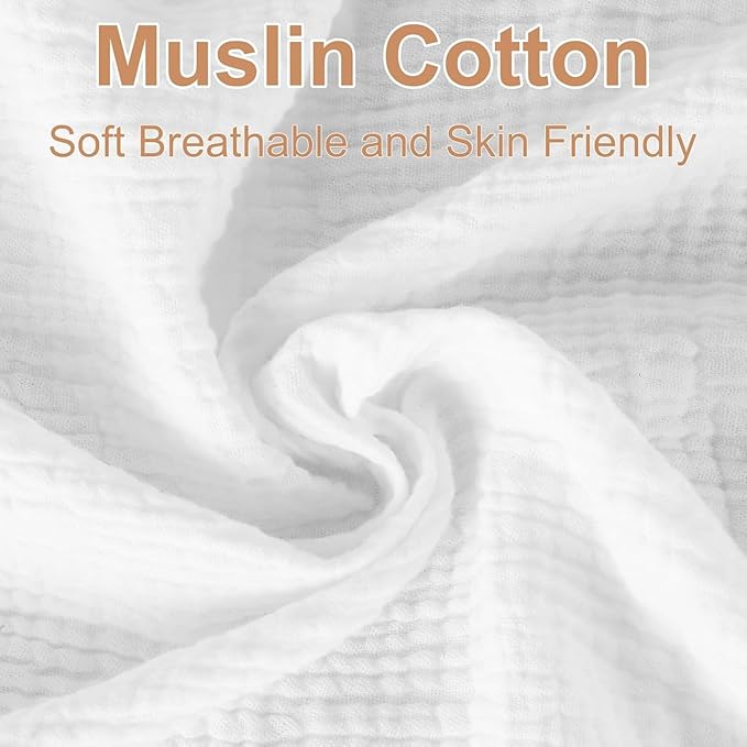 2 Pack White Muslin Changing Pad Cover for Baby Girl & Boys- Neutral Breathable Soft Diaper Changing Pad Sheets Fitted Portable Travel Changing Pad 17"x 33"- Nursery Décor
