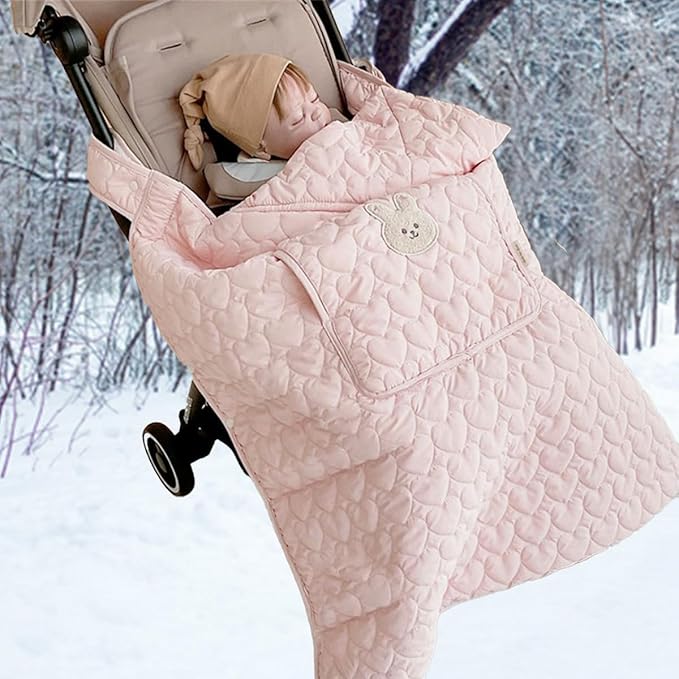 Baby Carrier Cover Stroller Cover,Newborn Hooded Stretchy Cloak,Soft Kangaroo Hoodie for Mom Baby,Suit for All Seasons (Light Pink)