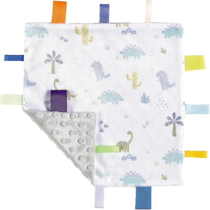 CREVENT Tag Security Blankets for Babies, Soft Small Loveys for Boys, Baby Comforter Sensory Blanket, Great Gifts for Birthday Baby Shower (10"X10" 5 Colors)