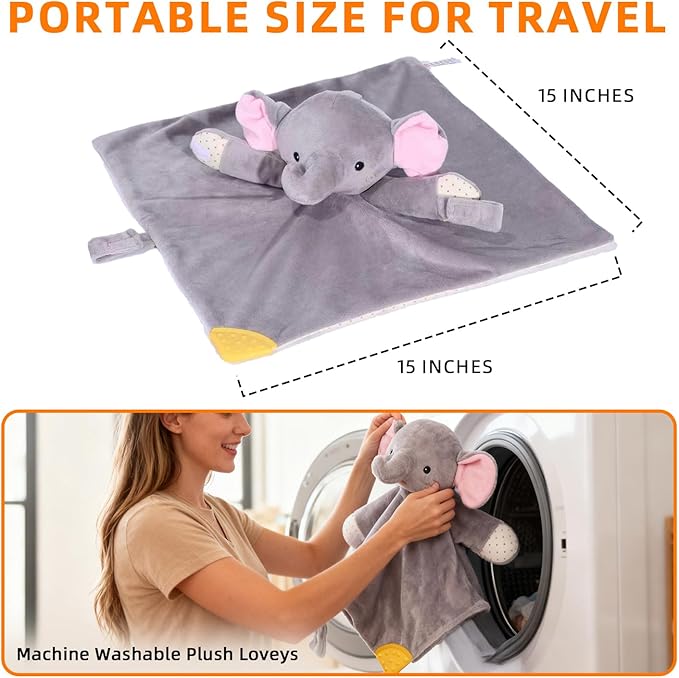 BEREST Elephant Baby Lovey Rechargeable Sleep Soother with 10 White Noises (Heartbeat, Shushing & Lullabies) & Cry Sensor|Timer|Recording|Plush Blanket Comforter Gift for Newborns|Infants|Boys & Girls