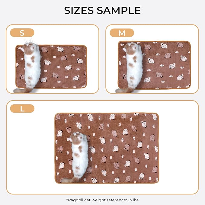 1 Pack 3 Blankets Super Soft Fluffy Premium Cute Elephant Pattern Pet Blanket Flannel Throw for Dog Puppy Cat Brown/Yellow/Blue Medium(30x20 inch)