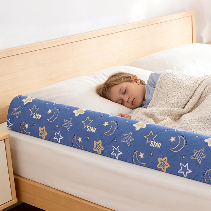 1-Pack Premium Foam Bed Bumpers for Toddler, Non-Slip Bed Rails for Toddlers for Twin, Queen, King Beds, Machine Washable Bumpers Cover for Easy Care（Size：52" x 7" x 5"）