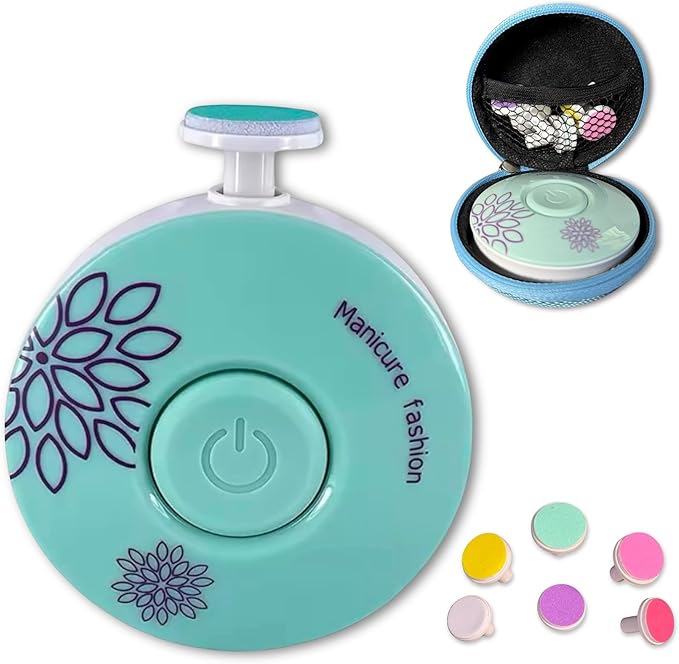 Electric Baby Nail Trimmer & Baby Nail File, Safe and Quiet Baby Nail Clippers with 6 Grinding Heads, Baby Nail Grooming Kit for Newborn, Infant, Toddler & Adult.