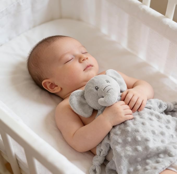CREVENT Soft Plush Animal Face Security Blankets for Boys and Girls, Great Gifts for Birthday Baby Shower - Elephant