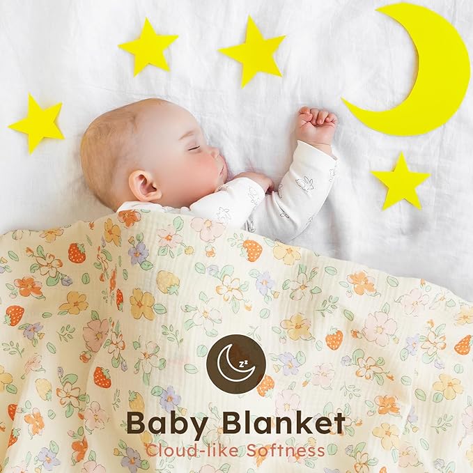 5 Pack Muslin Swaddle Blankets & Baby Burp Cloths, Soft & Breathable Cotton Baby Blankets, Receiving Blankets for Newborn, Nursery Infant Essentials, Swaddling Wrap for Unisex (Pink & Green)