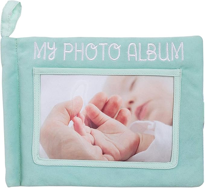 Pearhead Plush Photo Album, Baby Shower Registry Addition, Gender Neutral Baby Toy, 8.75x6.25x0.75 Inch