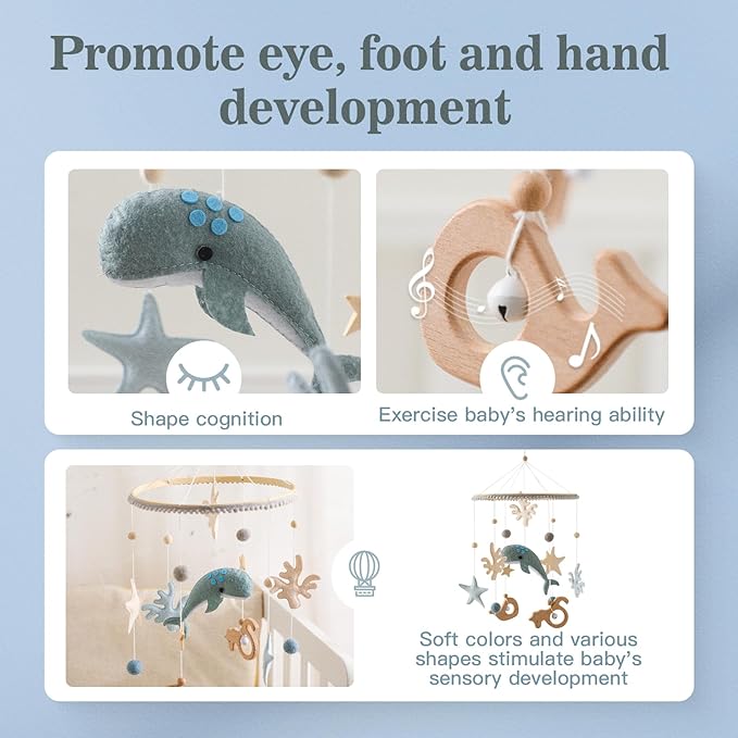let's make Crib Mobile for Baby Boys Girls Ocean Whale Nursery Mobile Gender Neutral Baby Mobile Handmade Ceiling Mobile Best Gifts for Christmas Birthday Baby Shower