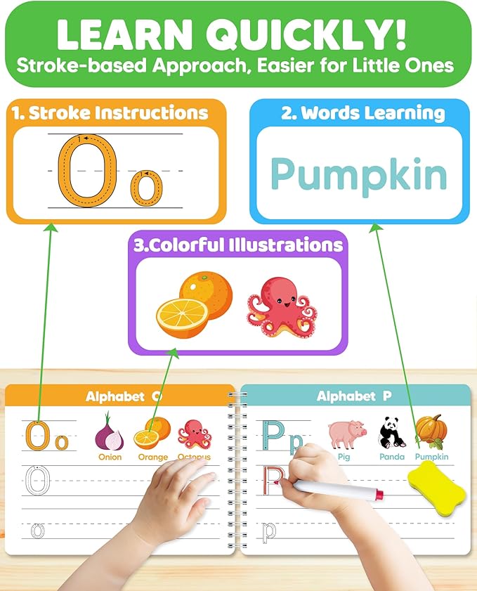 Preschool Learning Activities Kindergarten Workbooks, Toddler Busy Book Handwriting Practice, Coloring Tracing Activity Book for Kids 3-5, Montessori Educational Toys for 3 4 5 Year Old Boy Girl Gifts