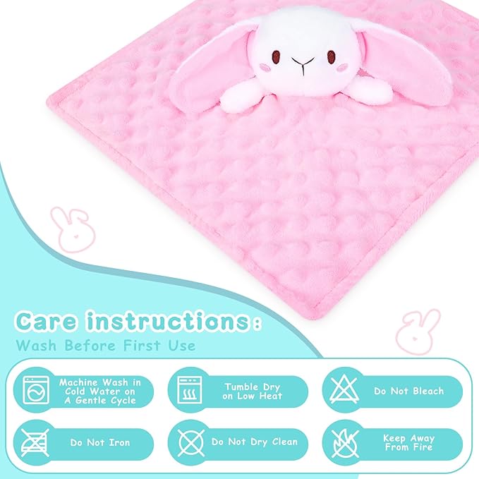 Loveys for Babies,Soft Baby Security Blanket for Newborn Infant Toddler Snuggle Toy Stuffed Animal,Lovey Bunny Security Blankets,Rabbit Lover Baby Girl Birthday Gifts(Pink Bunny,12in)