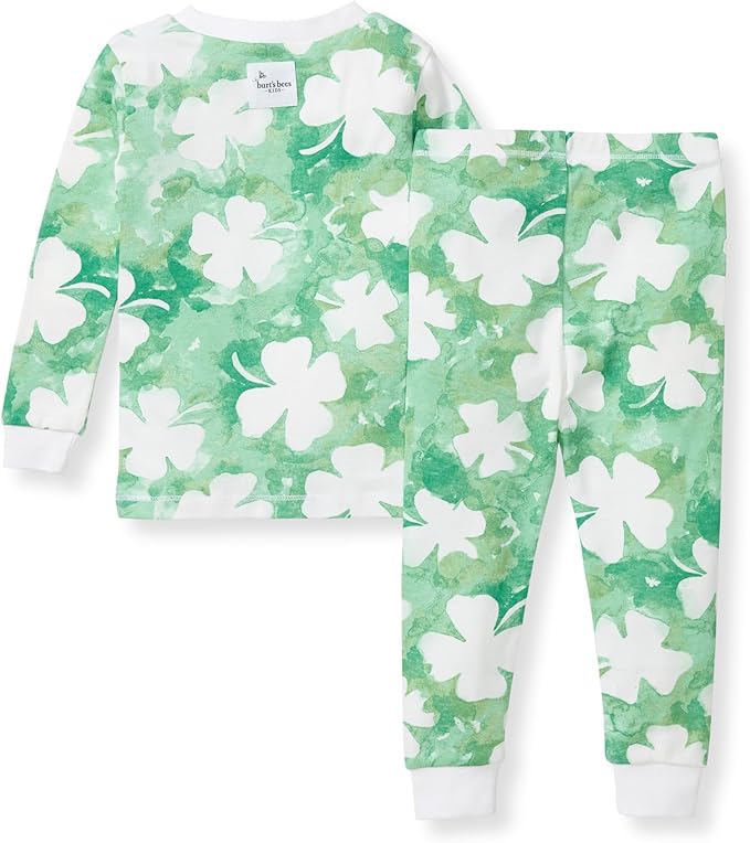Burt's Bees Baby Girls' Pajamas, 2-Piece Long Sleeve Tee and Pants Organic Cotton PJ Set