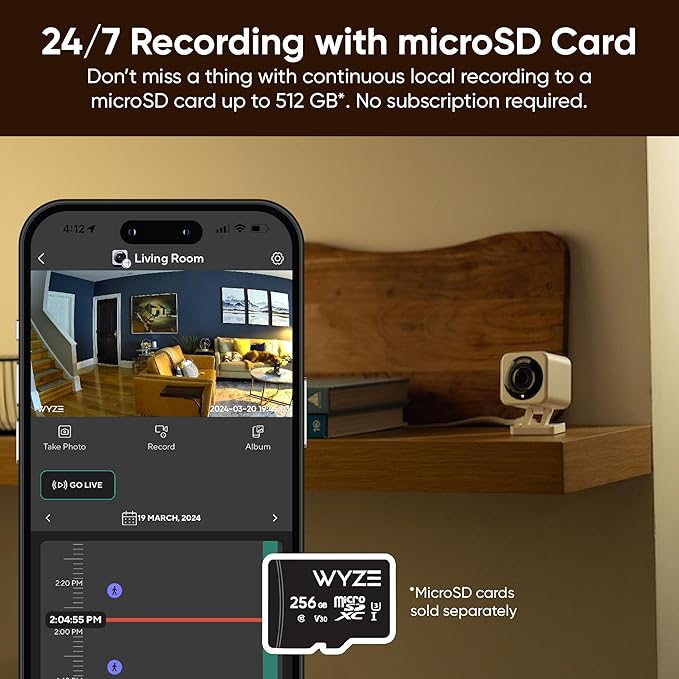WYZE Cam v4 (Latest Model), 2.5K AI Security Camera, Indoor/Outdoor Cameras for Home Security, Baby Monitor & Pet Camera, Color Night Vision, No Subscription Required, Free Expert Help (2 Pack)