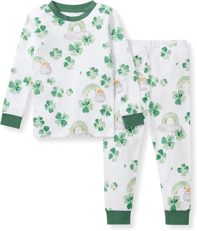 Burt's Bees Baby Girls' Pajamas, 2-Piece Long Sleeve Tee and Pants Organic Cotton PJ Set