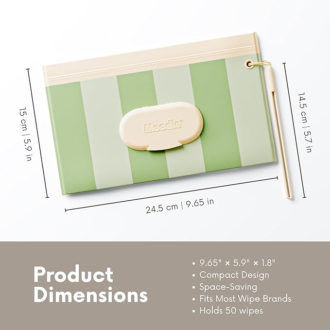 NEW 3 PACK Baby Wipes Holder | Refillable Wipes Container w/DOUBLE-LOCK SEAL |Travel Wipe Case | Portable Wipe Dispenser for Diaper Bag w Silicone Strap | Reusable Wipes Pouch (SAGE GREEN) by Moodie