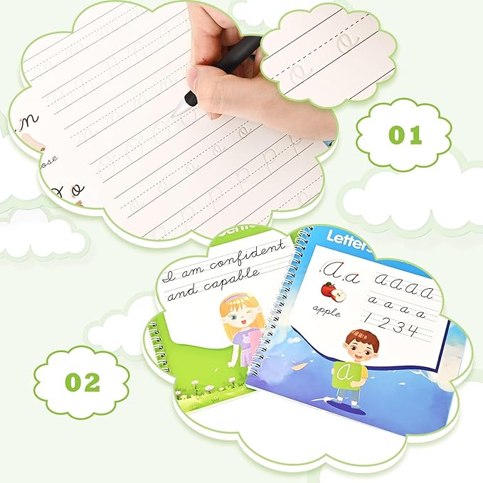 AALGO Grooved Cursive Handwriting Workbook,Cursive Writing Practice Book to Learn Cursive Handwriting,Cursive Workbook with Number and Letter Tracing and Sight Words and Sentences Practice