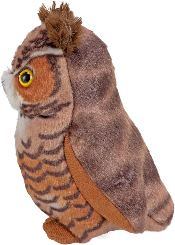 Wild Republic Audubon Birds Great Horned Owl with Authentic Bird Sound, Stuffed Animal, Bird Toys for Kids and Birders