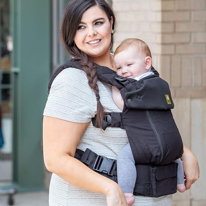 LÍLLÉbaby Serenity 6-in-1 Ergonomic Baby Carrier, Newborn to Toddler, Lumbar Support with Convertible Tote, Black