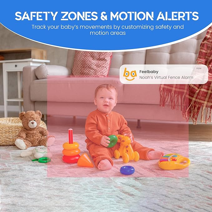 Smart Baby Monitor, 5" HD IPS Screen, 1500ft Long Range, 48 Hours Battery, White Noises & Lullabies, 2K HD Camera, Customizable Safe Zones, Motion Detection, VOX, Free Secure Phone App