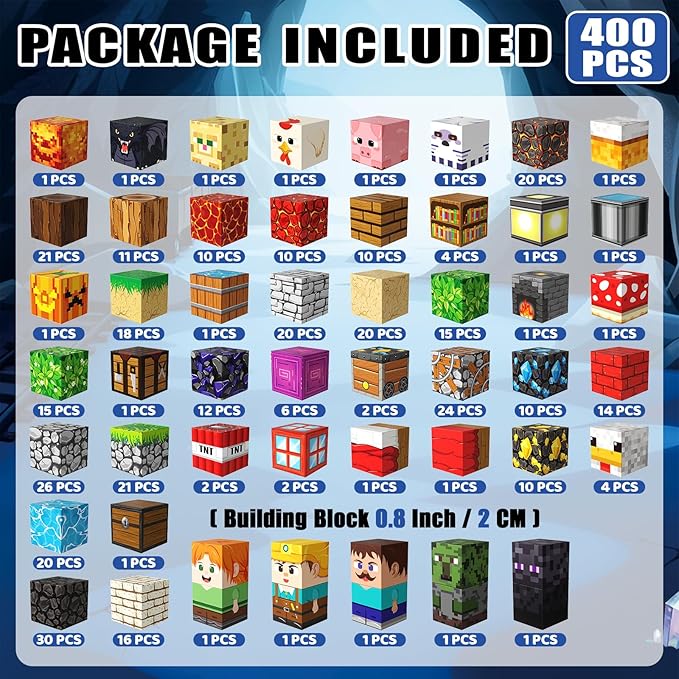 Magnetic Blocks, 400PCS Magnetic Building Blocks, Stacking Magnets for Kids, Sensory Toy for STEM Constructions Magnet Blocks for Boys Girls Age 3+, Christmas Birthday Gifts