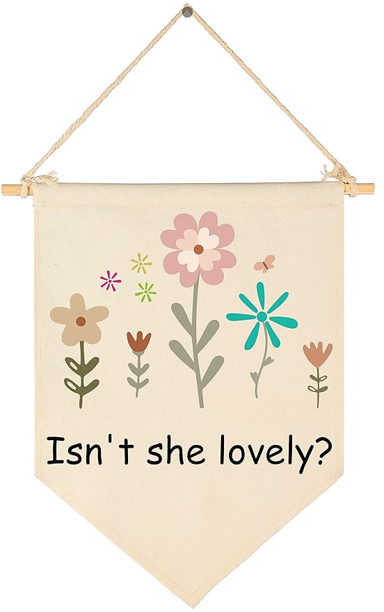 Isn't She Lovely Wildflower Nursery Decor-Girl Room Wall Decor-Canvas Hanging Pennant Banner Wall Sign Decor Gift for Baby Kids Girl Teen,Nursery Bedroom Playroom Décor