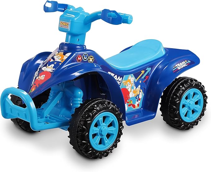 Sonic The Hedgehog 6V ATV Quad for Kids - Powerful and Safe Ride-On Toy with Rechargeable Battery - Forward and Reverse Driving - Max Weight Capacity of 55 LBS - Ages 2-3 Years