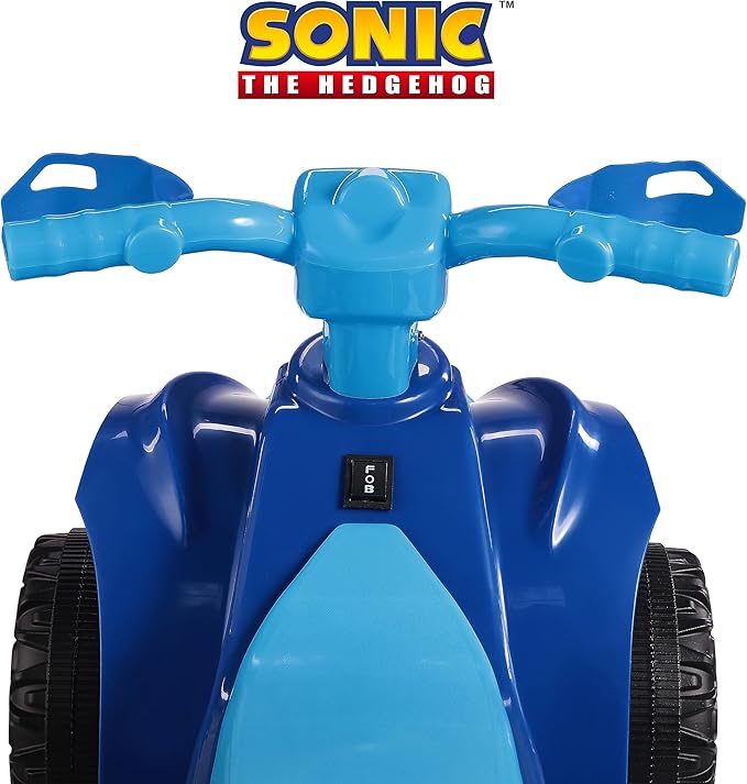 Sonic The Hedgehog 6V ATV Quad for Kids - Powerful and Safe Ride-On Toy with Rechargeable Battery - Forward and Reverse Driving - Max Weight Capacity of 55 LBS - Ages 2-3 Years