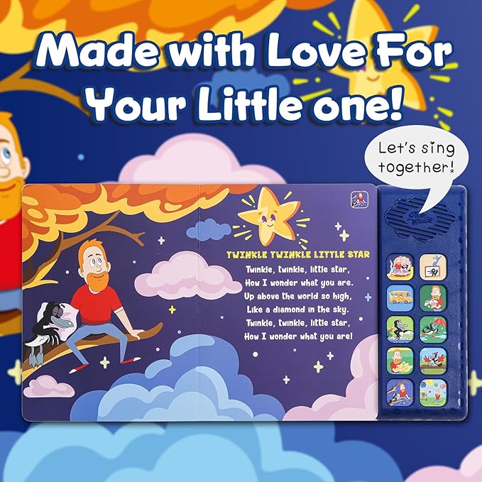 Steve and Maggie Sound Book - Interactive Sing Along Books for Toddlers 10 Button Musical Learning Toys, Talking Books for Kids with Ocean Songs Educational Gifts for Boys & Girls (Classic Nursery)
