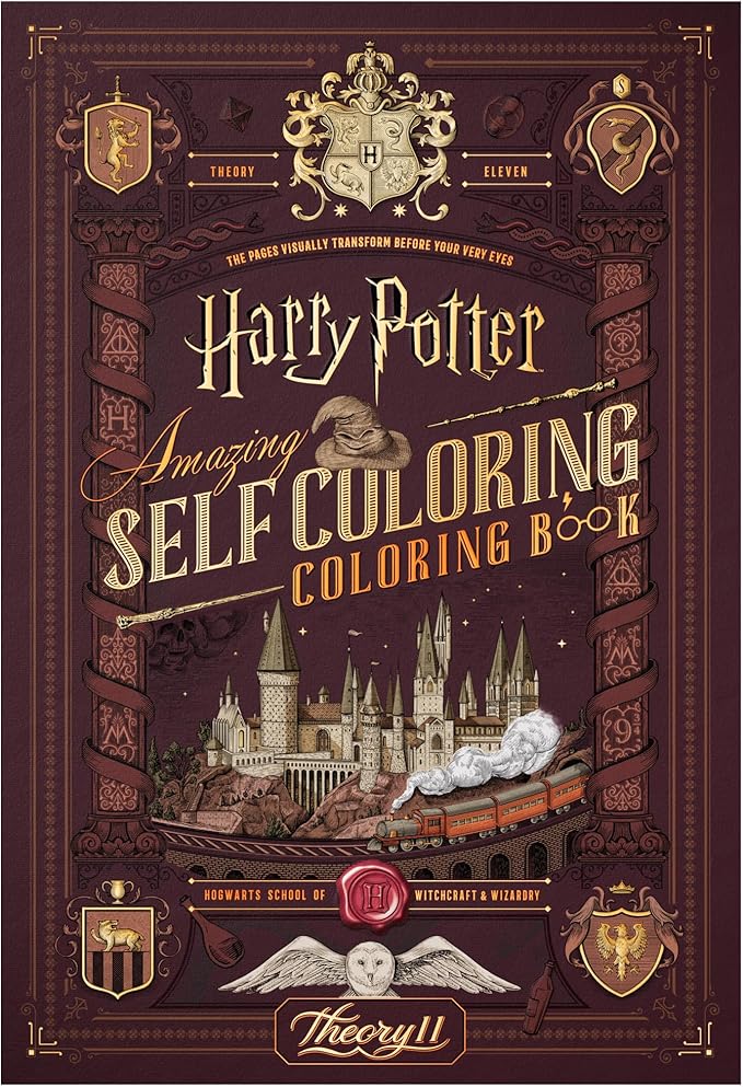 theory11 Harry Potter Self-Coloring Book – Officially Licensed Magical Designs for Fans & Creators – Intricate Illustrations Inspired by The Wizarding World for Potterheads & Artists
