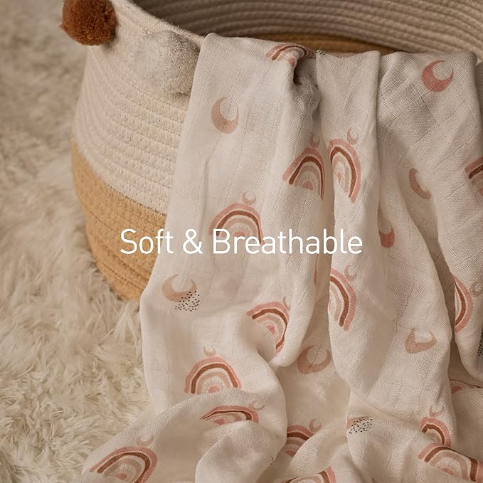 GLLQUEN BABY Muslin Swaddle Blankets 4-Pack Breathable Receiving Blankets (35" x 40") Soft Baby Blankets for Girls and Boys Newborn Essentials Muslin Burp Cloths Swaddle Wrap Baby Gift (Sun)