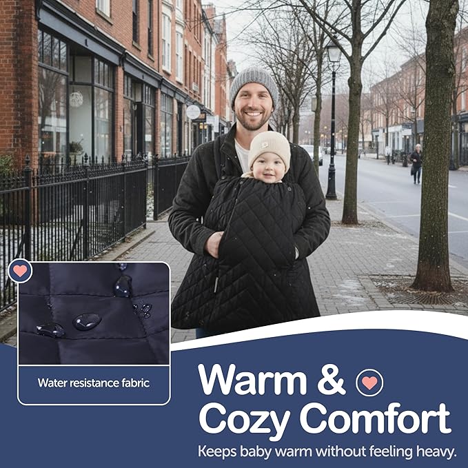 Baby Carrier Cover Winter with Detachable Hood - Windproof & Water-Resistant Winter Car Seat Cover Baby Girl & Boy, Universal Travel Carrier & Stroller Blankets for Babies