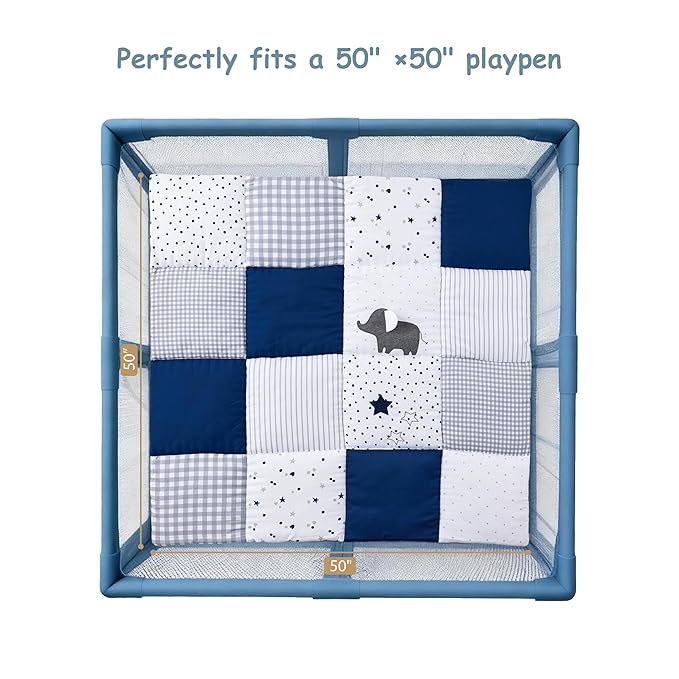 UTEX Baby Play Mat for Floor, 50x50 Playpen Mat, Thick Cushioned Play Mat for Baby and Infants, Non-Slip & Machine Washable