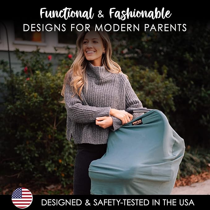 Milk Snob Original 5-in-1 Luxe Cover in Jade - Added Privacy for Breastfeeding, Baby Car Seat, Carrier, Stroller, High Chair, Shopping Cart, Lounger Canopy, Newborn Essentials, Nursing Top