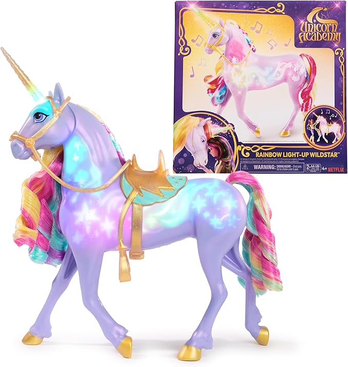 Unicorn Academy, Interactive Rainbow Light-up Wildstar with Lights, Sounds & Music, Easter Gifts Idea, Dolls & Unicorn Toys for Girls Ages 4 and up