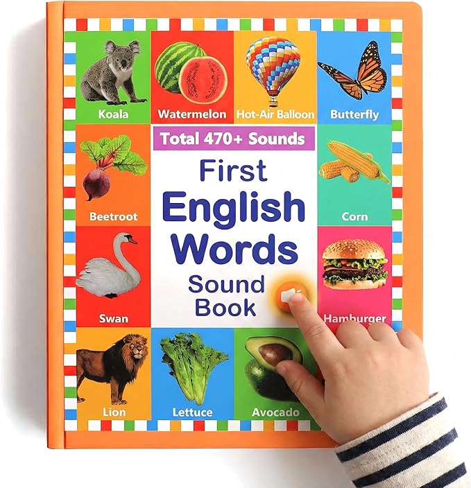 My First English Words Sound Book for Kids Ages 3-6, Interactive Toddler Books with 470+ Words & 21 Themes, Electronic Educational Toys for Boys & Girls, Speech Therapy Activities