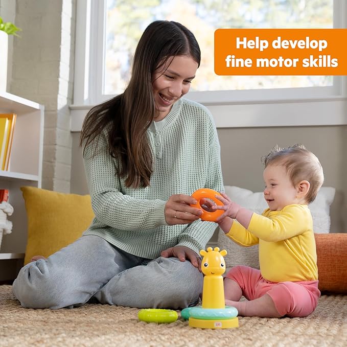 Bright Starts Giraffe Tower Stacking Toy, Multicolor, Unisex, 6 Months+ Baby Stacking Toys and Sensory Toys for Babies