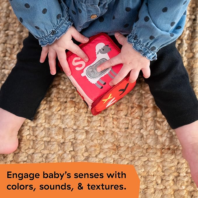 Baby Einstein Alpha Stacks Baby Learning Blocks, Soft, Multisensory Stacking Toys with Letters A-Z, Animals, Colors & Textures, Set of 4, Ages 3 Months+