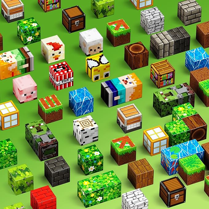 Magnetic Blocks, 150PCS Magnetic Building Blocks, Stacking Magnets for Kids, Sensory Toy for STEM Constructions Magnet Blocks for Boys Girls Age 3+, Christmas Birthday Gifts, Green Villager Forest