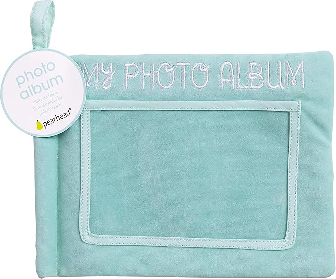 Pearhead Plush Photo Album, Baby Shower Registry Addition, Gender Neutral Baby Toy, 8.75x6.25x0.75 Inch