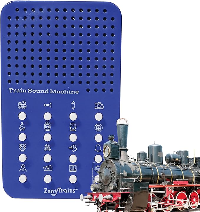 Train Noisemaker with 16 Sounds, Train Whistles, Horns, Conductor and Engine Noises, Portable Electronic Sound Maker Train Themed Sound Board For Kids With 16 Effects, Birthday Noise Maker Toy Gift