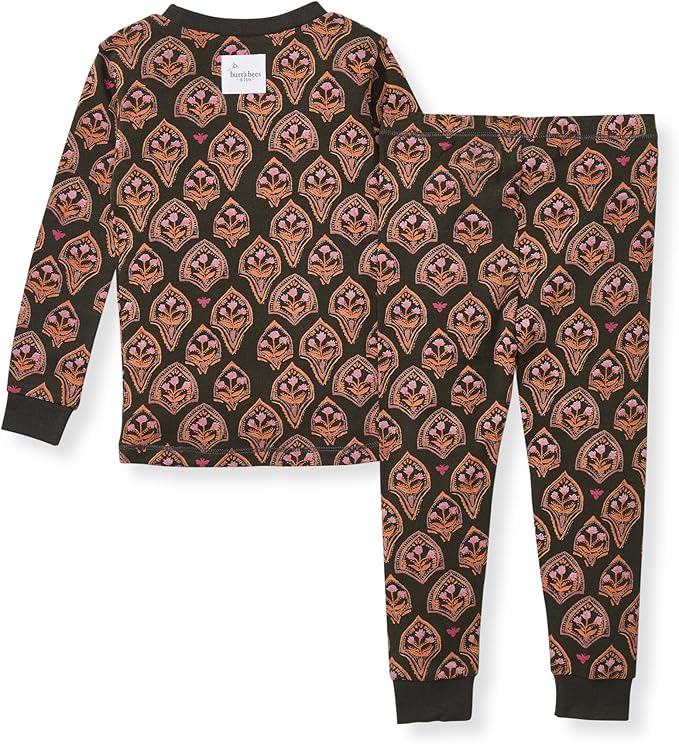 Burt's Bees Baby Girls' Pajamas, 2-Piece Long Sleeve Tee and Pants Organic Cotton PJ Set