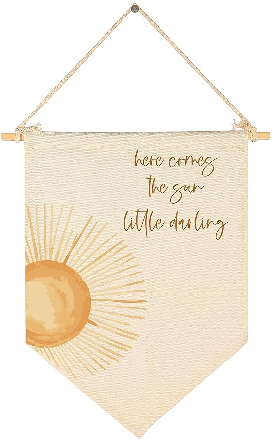 Here Comes The Sun,Little Darling-Sunshine Decor-Baby Flag Presents Shower-Flag Decor Gifts for Baby Boys Girls Kids-Banner Pennant Wall Sign Gifts for Nursery Kids Room Playroom Bedroom