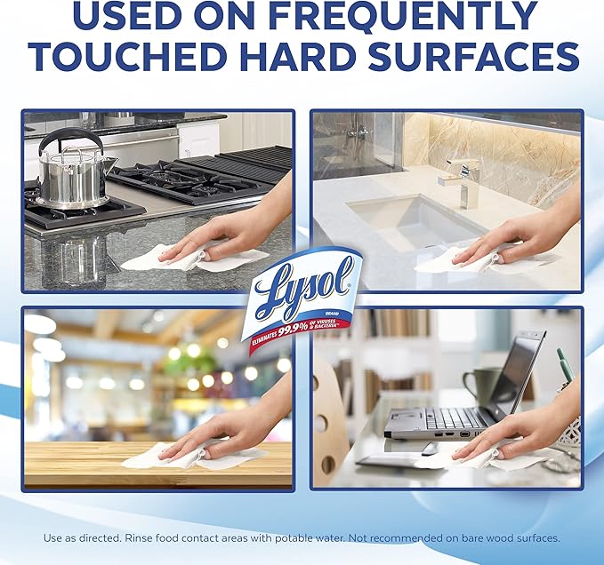 Lysol Disinfectant Wipes, Dorm Room Essentials, Multi-Surface Antibacterial Cleaning Wipes, For Disinfecting and Cleaning, Crisp Linen, 80 Count