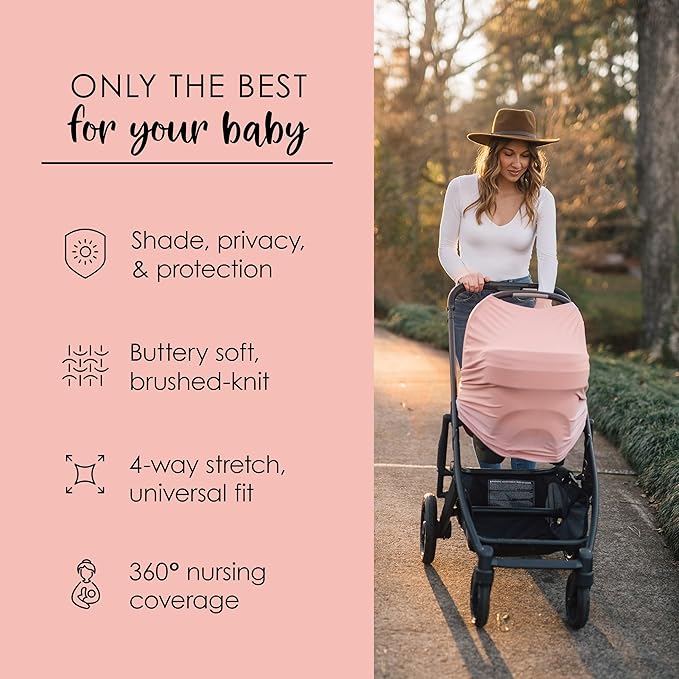 Milk Snob Original 5-in-1 Luxe Cover in Ballet Slipper - Added Privacy for Breastfeeding, Baby Car Seat, Carrier, Stroller, High Chair, Shopping Cart, Lounger Canopy, Newborn Essentials, Nursing Top