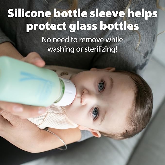 Dr. Brown's Anti-Colic Options+ Narrow Glass Baby Bottle with Level 1 Slow Flow Nipple, BPA-Free, 8 oz/250 mL, 2-Pack (Packaging May Vary)
