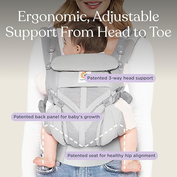 Ergobaby Omni Classic Baby Carrier Newborn to Toddler - Breathable Baby Carriers for Summer - All-Position Carrier with Lumbar Support (7-45 Pounds), Mesh, Oxford Blue
