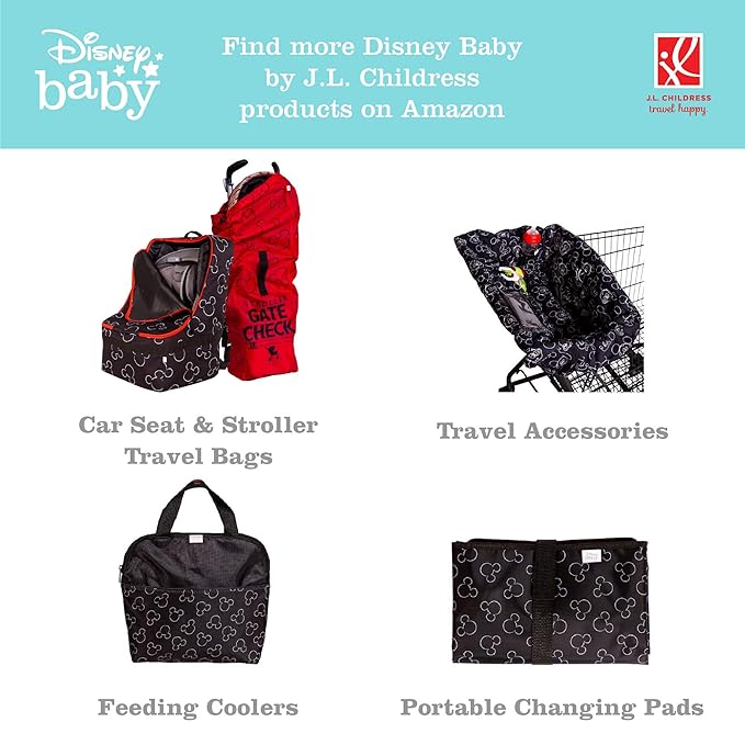 Disney Baby by J.L. Childress Baby Stroller Hooks - Essential Travel Accessories for Mom, Carabiner Clip for Stroller, Heavy Duty, Holds Water Bottles & Diaper Bags - Mickey Mouse 2 Count (Pack of 6)