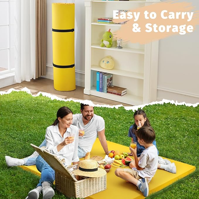Waterproof Baby Play Mat for Floor 1.3"Thick Memory Foam 47*47 Cushion Playpen Playmat Tummy Time Crawling Mat Nursery Rug Pad Mattress Create Soft & Safe Area for Infants,Toddler,Kid,Yellow