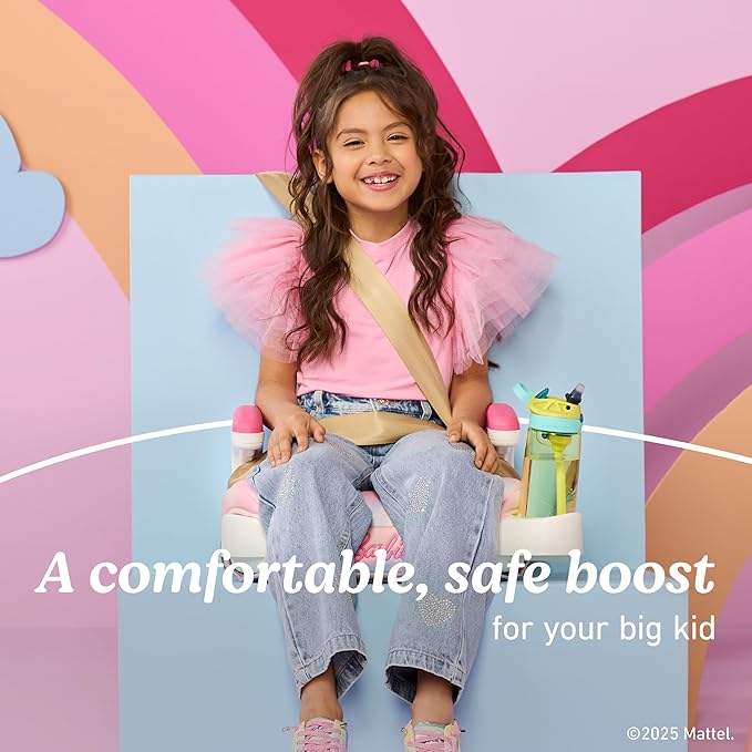 Graco Turbobooster 2.0 Backless Booster Seat, Kids Booster Car Seat with Adjustable Armrests and Hide Away Cup Holders, Barbie Paint